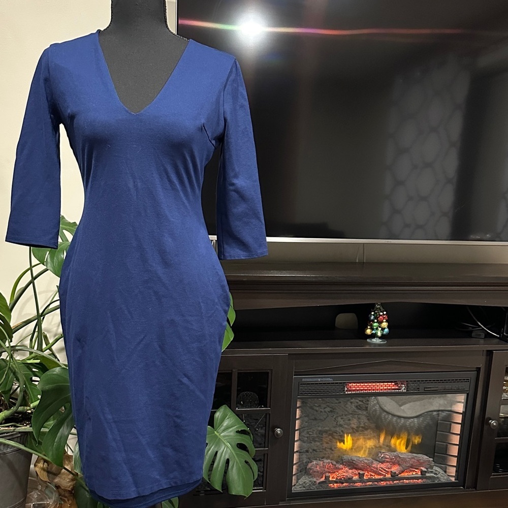 *LULUS* Navy Blue V-Neck Long Sleeve Dress Size Medium